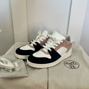 Authentic Hermes Women's Sneakers in Black, White, and Pink size 38